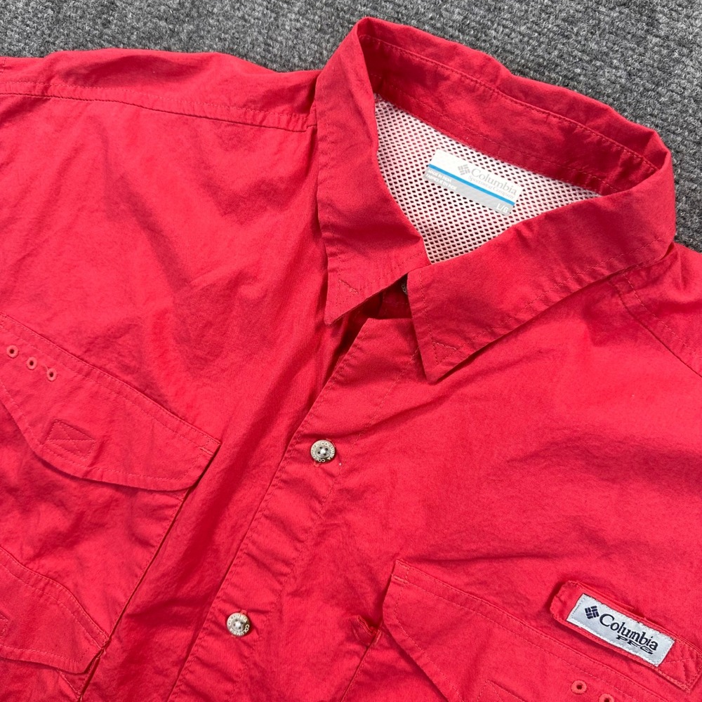 Columbia PFG Bonehead Short Sleeve Vented‎ Shirt Men's L Red Fishing Performance